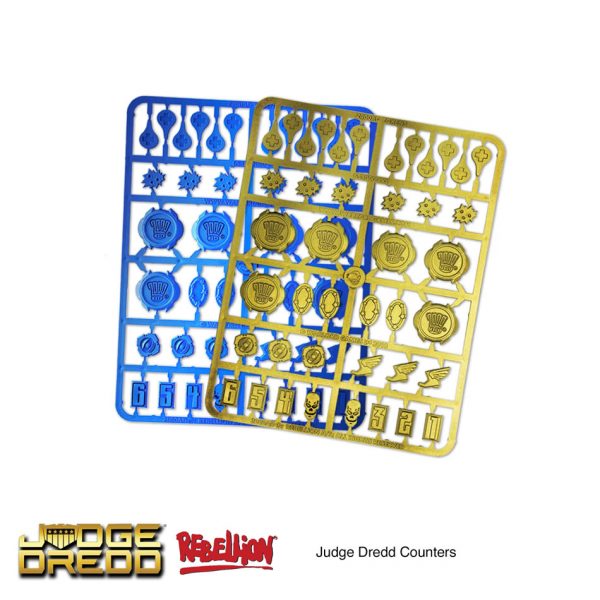 Judge Dredd Miniatures game tokens and counters